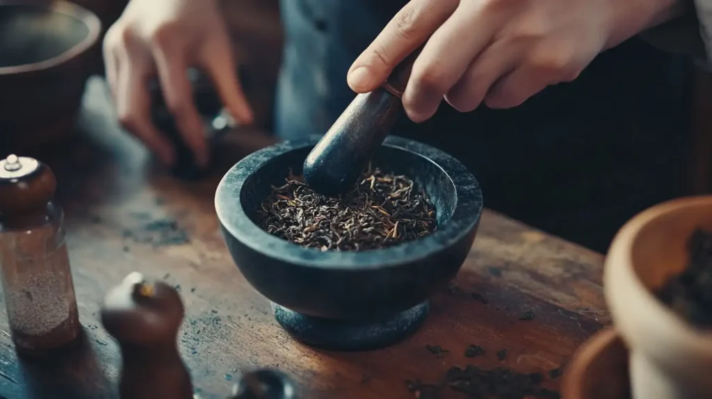 Grind Earl Grey tea leaves into a fine powder.