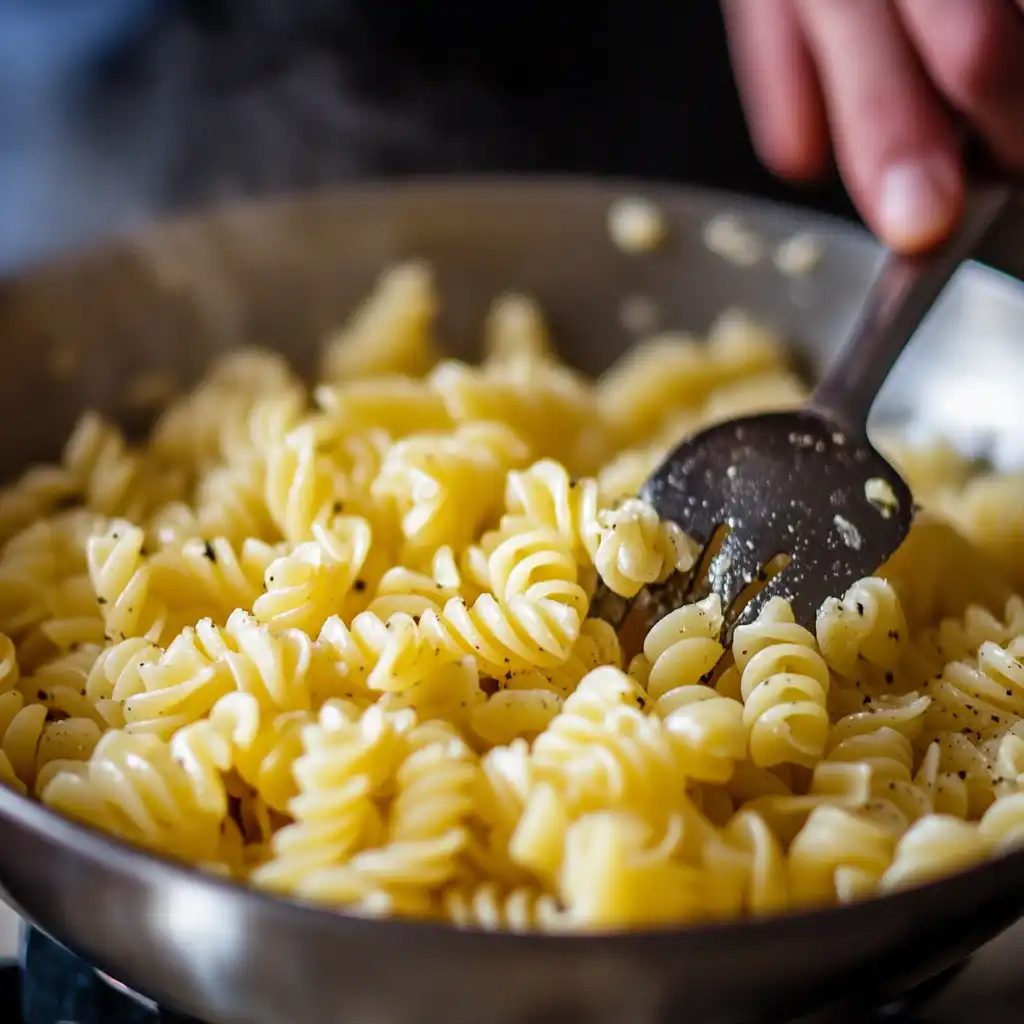 Cook spiral pasta until al dente