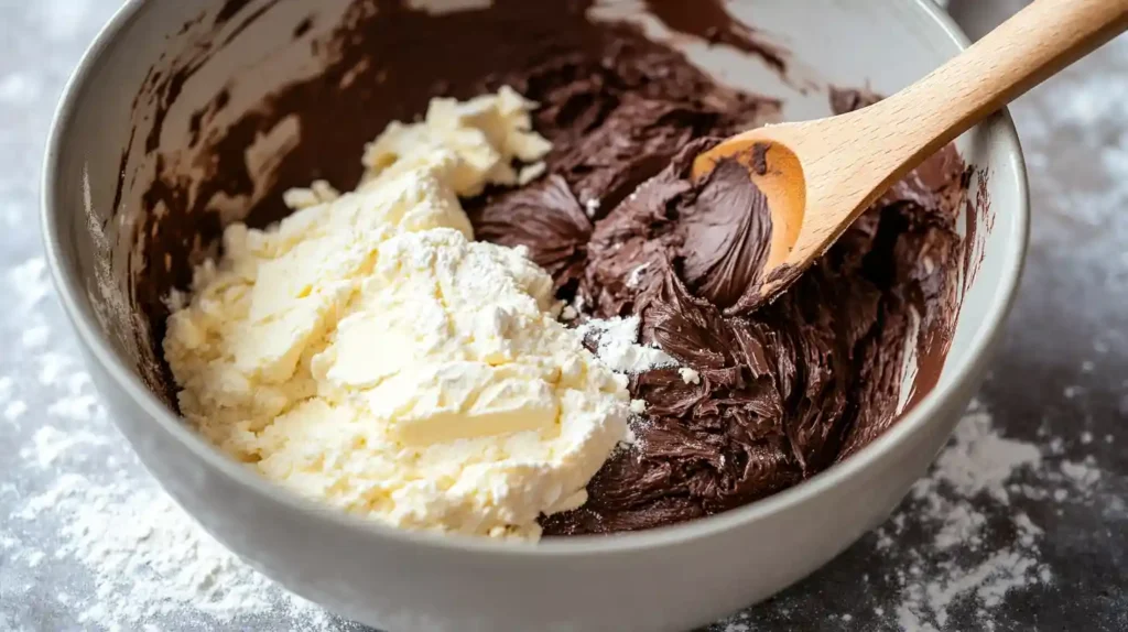 Combine Wet and Dry Ingredients of choclate cookies