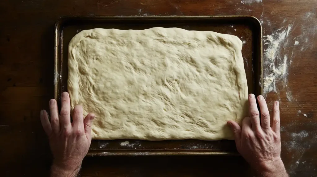 Shape the Dough of grandmas pizza