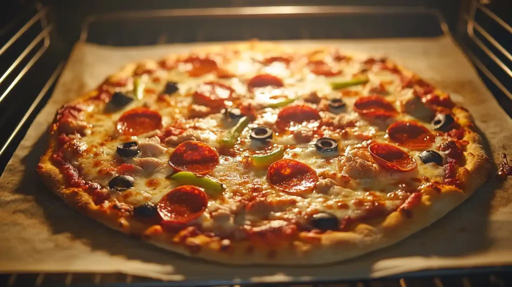 canned chicken pizza crust in the oven