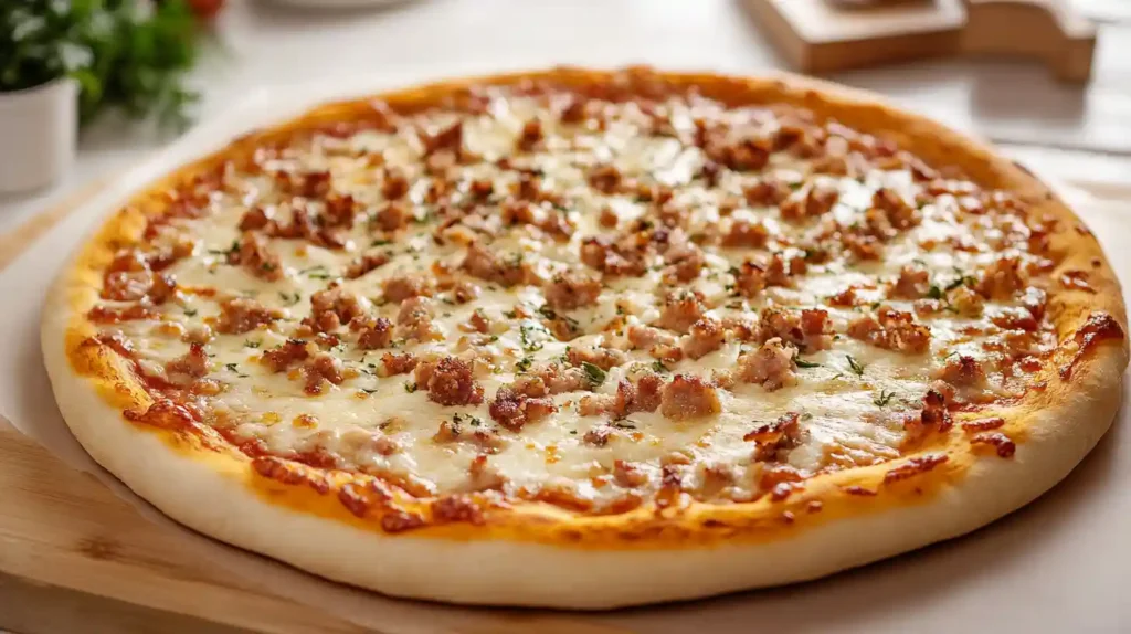 roman pizza with White Baseon the table of the kitchen