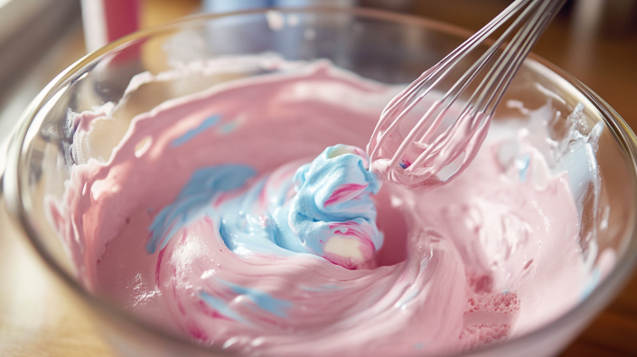 mixing process for Cotton Candy Ice Cream