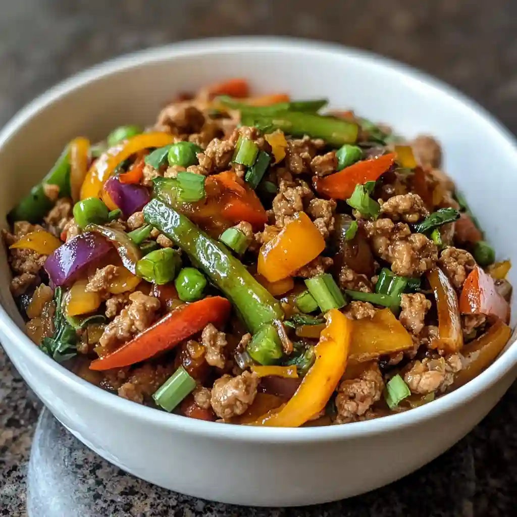 Ground Turkey and Veggie Stir-Fry heigh protein low callorie mezl prep