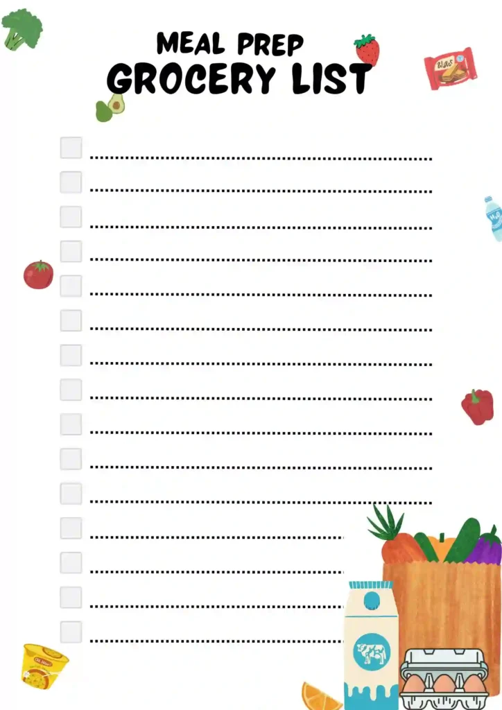Meal Prep Grocery List Template