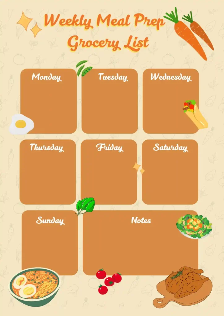 Meal Prep Grocery List Template